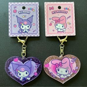 Sanrio Korea Kuromi and My Melody Heart Keychains